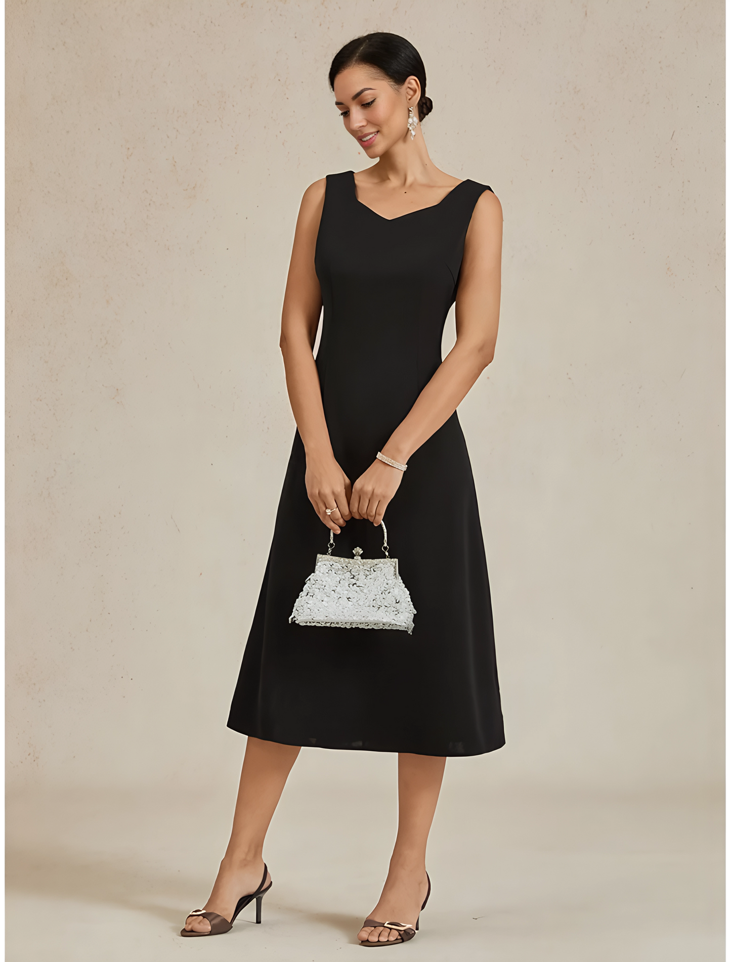 Elegant Sleeveless A-Line Midi Dress