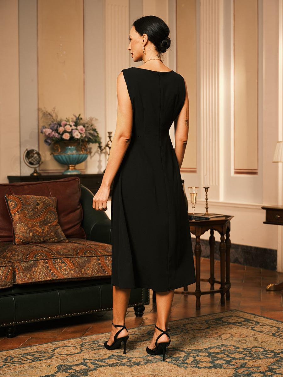 Elegant Sleeveless A-Line Midi Dress