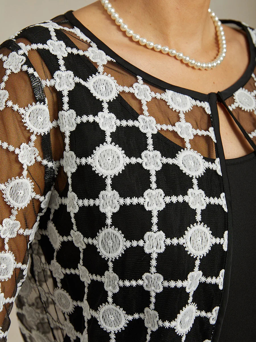 Geometric Polka Dot Embroidered Lace Jacket