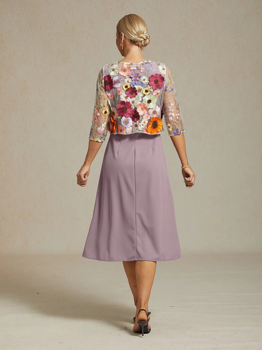 Mesh Lace Jacket with 3D Floral Embellishments