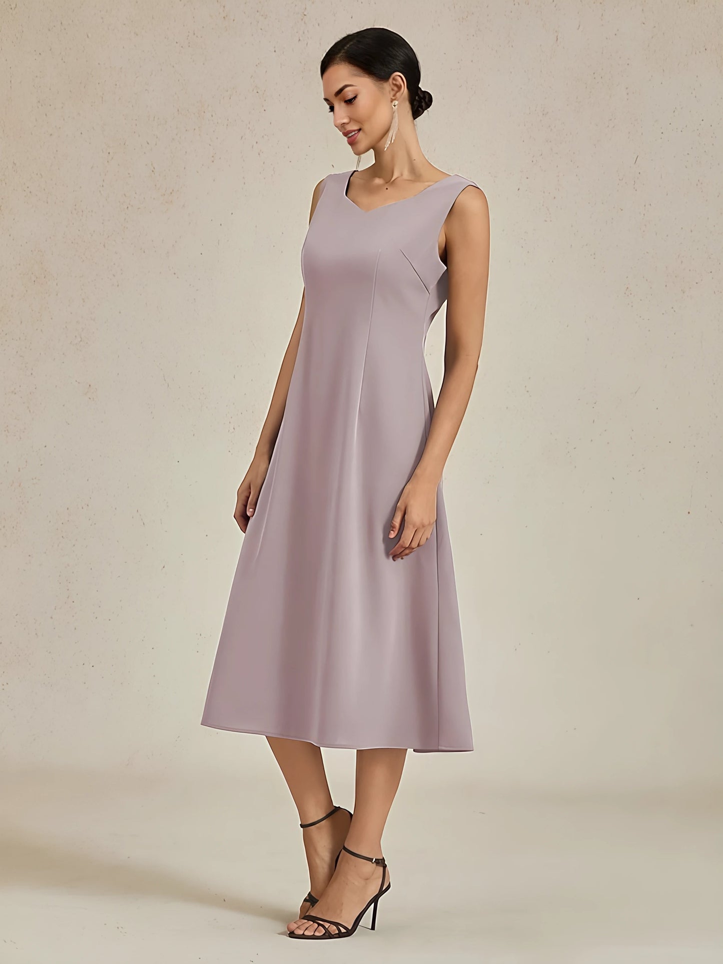 Elegant Sleeveless A-Line Midi Dress