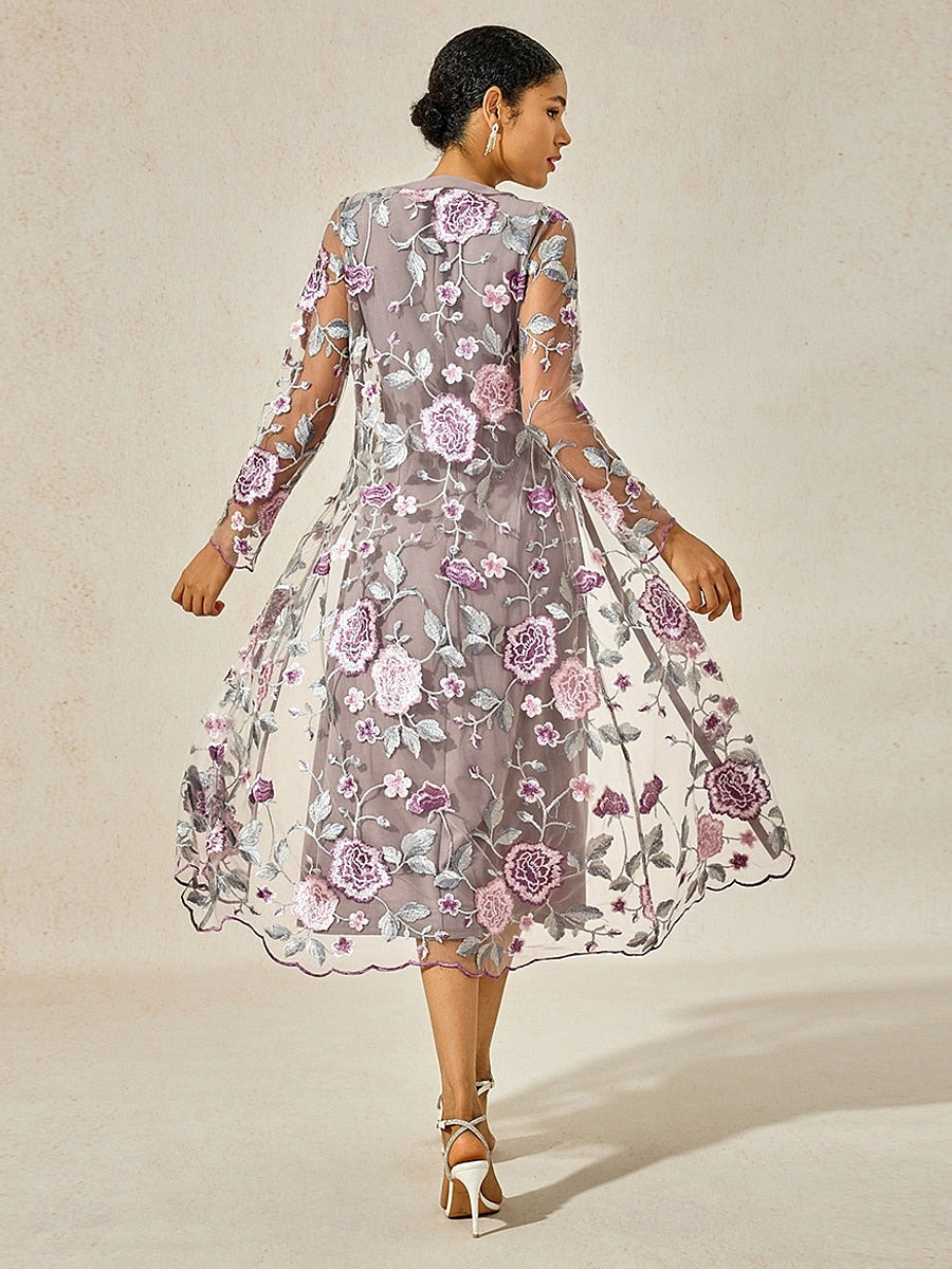 Long Floral Embroidered Lace Jacket