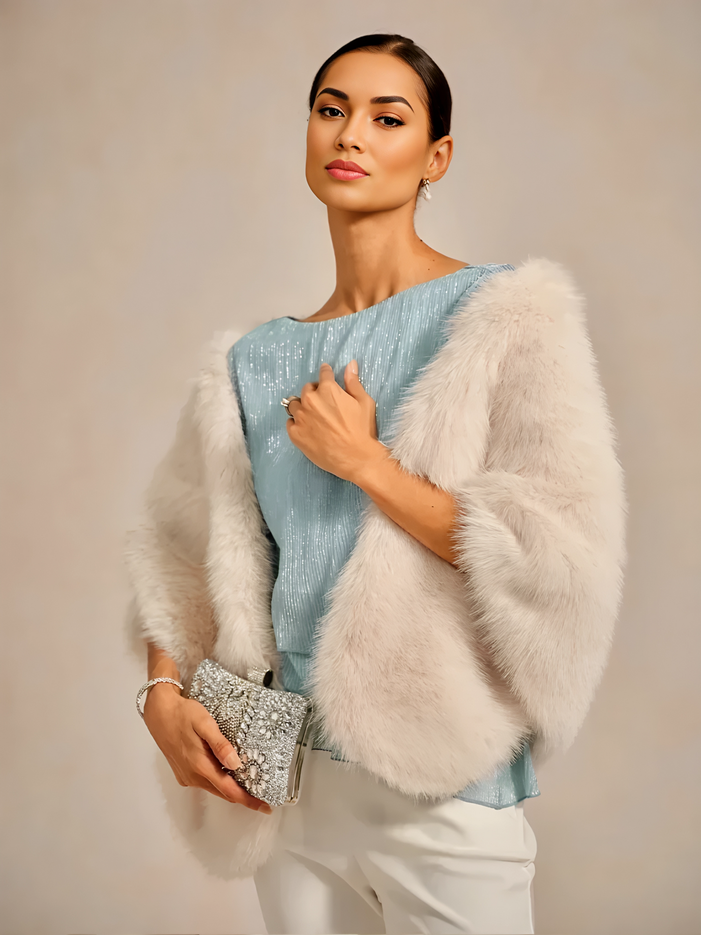 Metallic Pleated Chiffon Layered Blouse