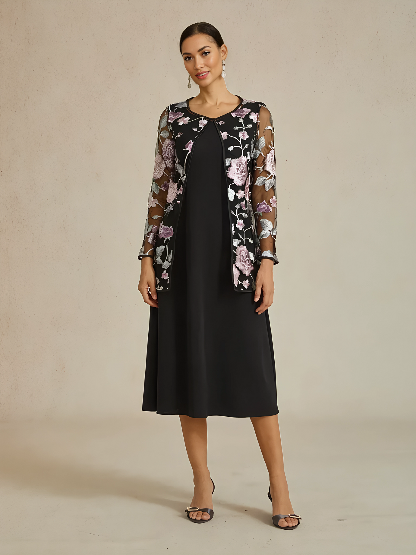 Mid-Length Floral Lace Jacket
