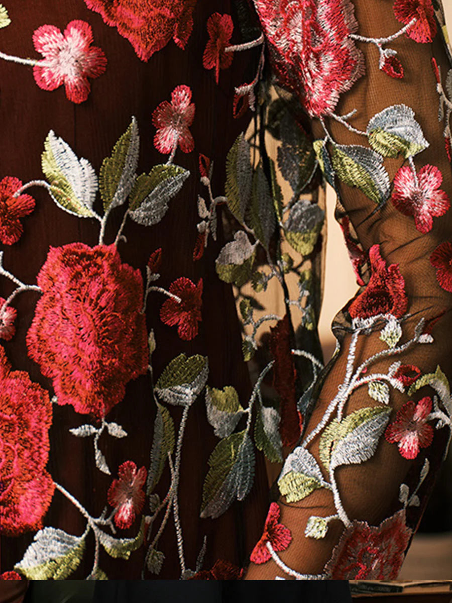 Mid-Length Floral Lace Jacket
