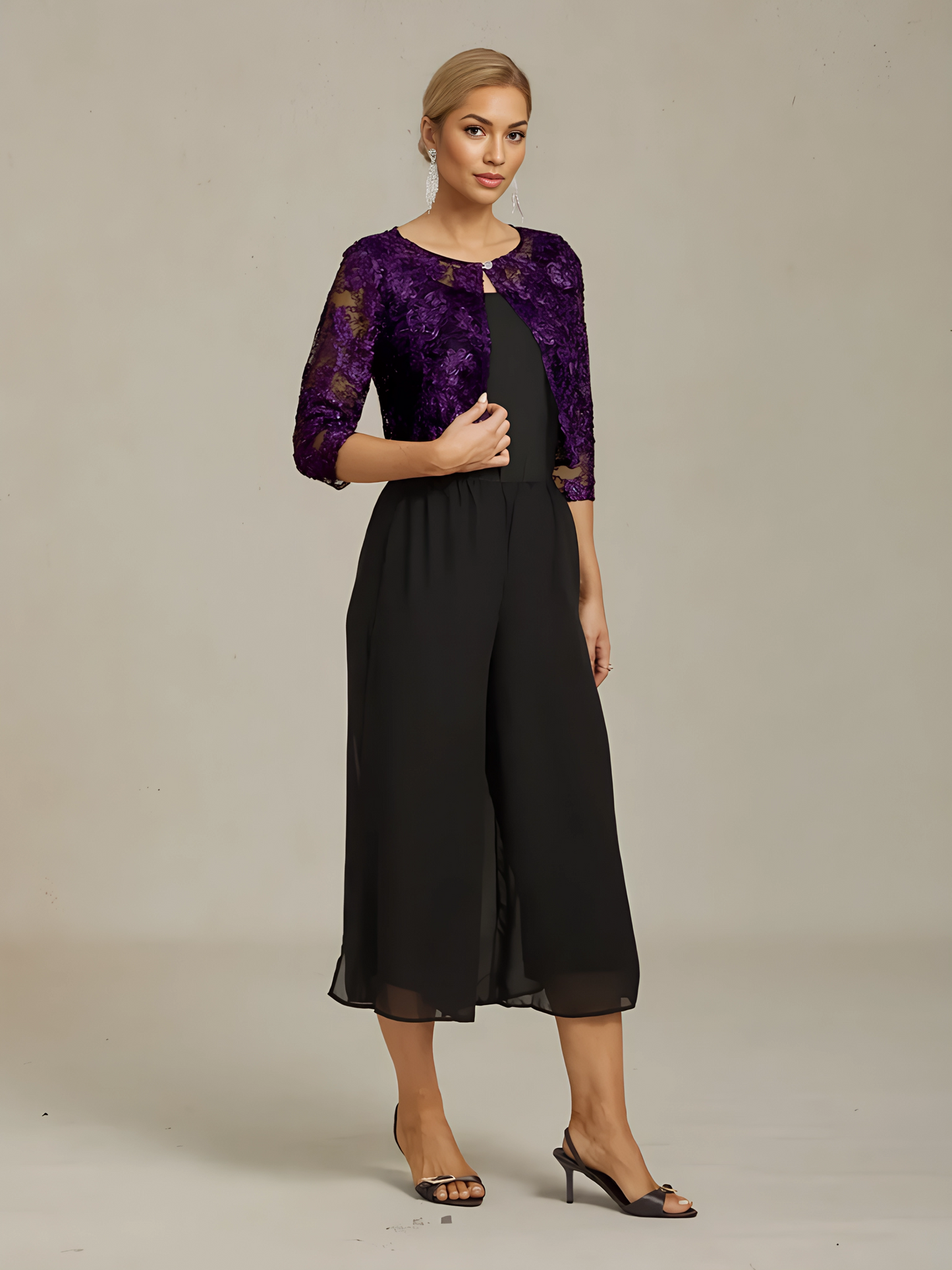 Rosette Lace Jacket with Sequin Embellishment