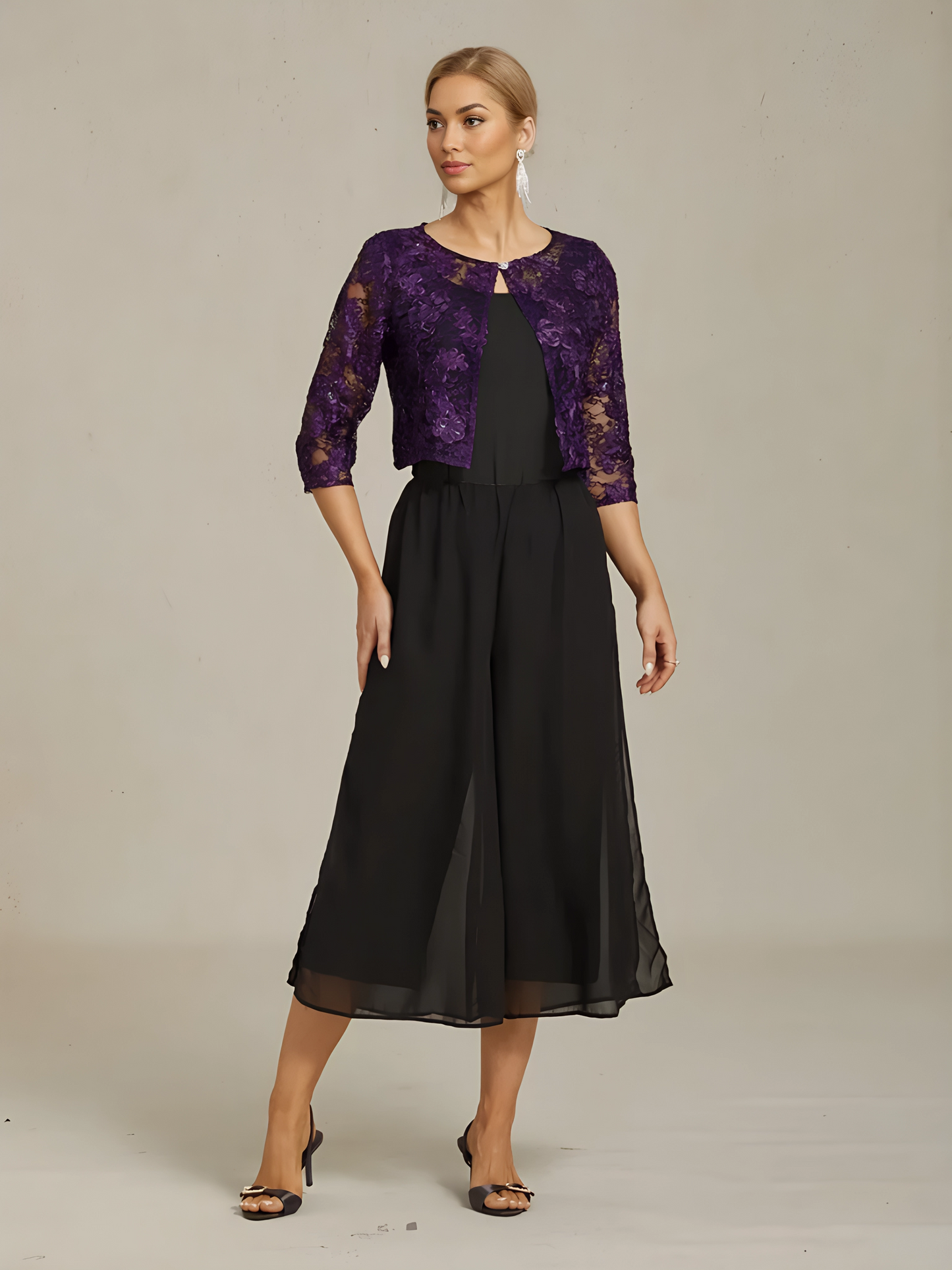 Rosette Lace Jacket with Sequin Embellishment