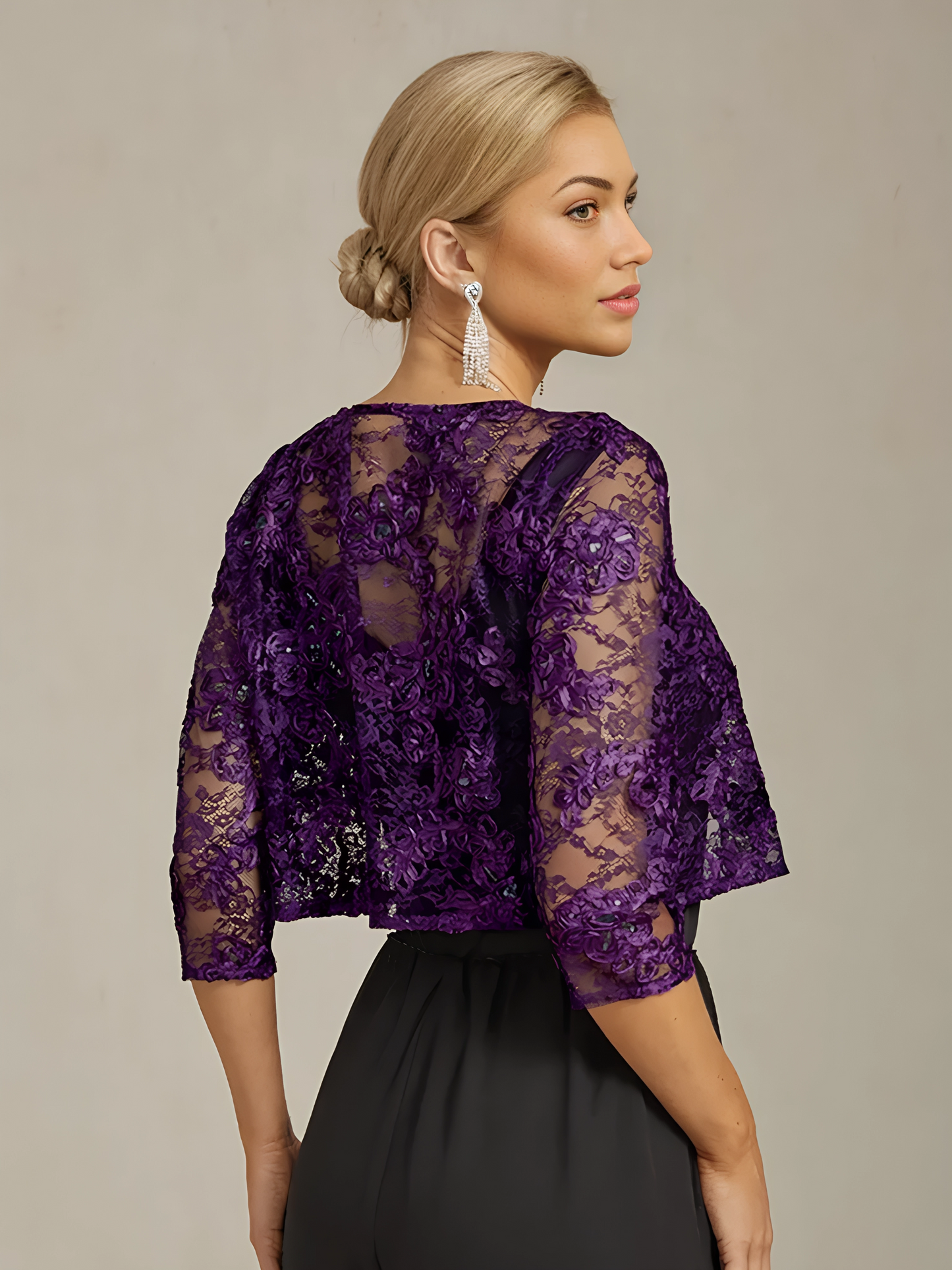 Rosette Lace Jacket with Sequin Embellishment