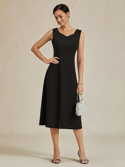 Elegant Sleeveless A-Line Midi Dress