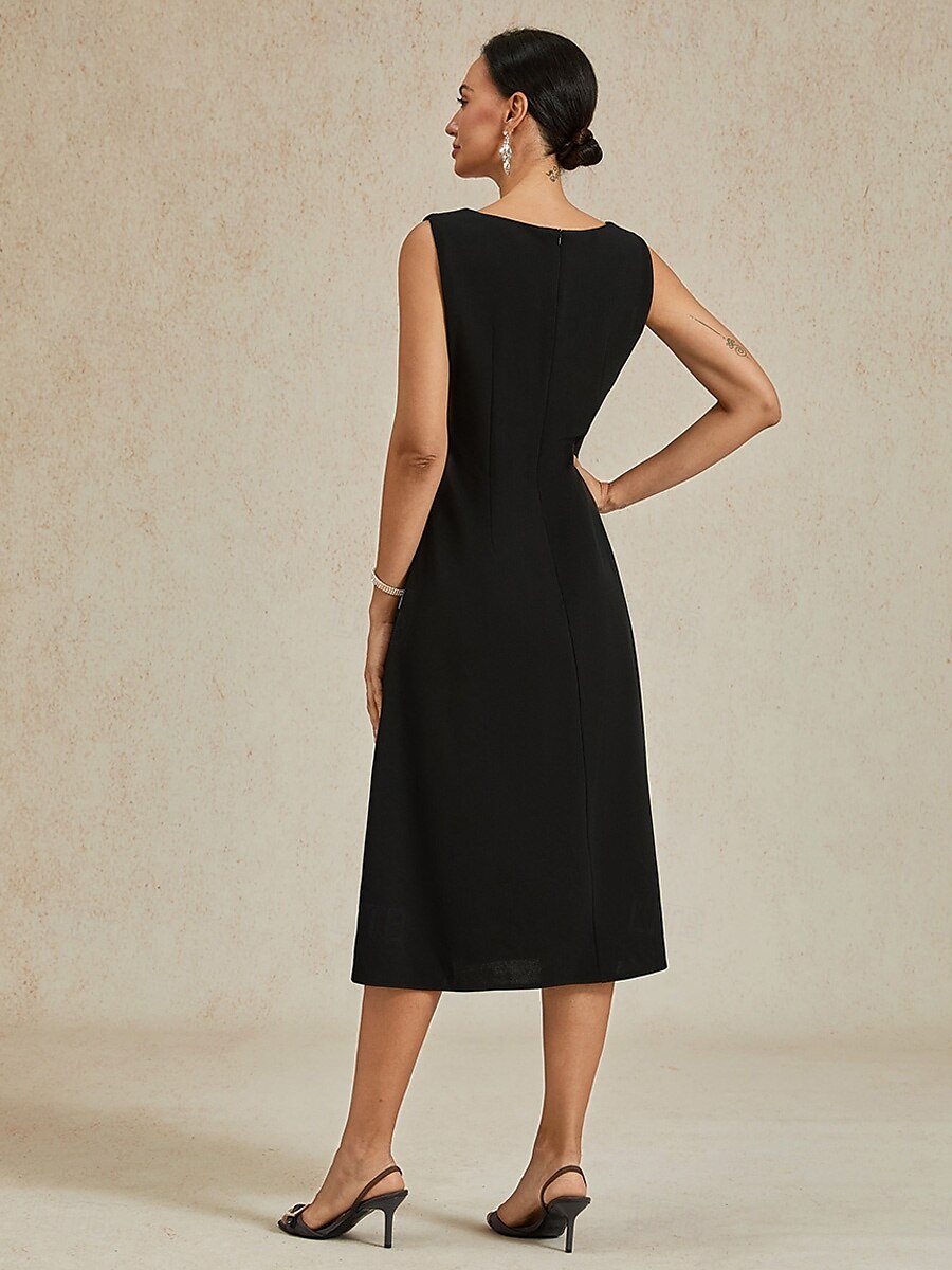 Elegant Sleeveless A-Line Midi Dress
