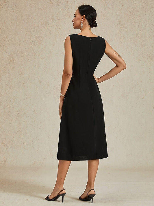 Elegant Sleeveless A-Line Midi Dress