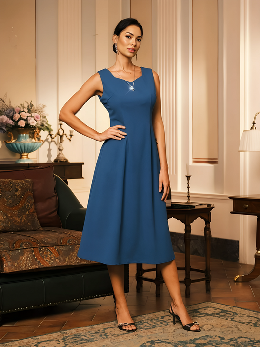 Elegant Sleeveless A-Line Midi Dress
