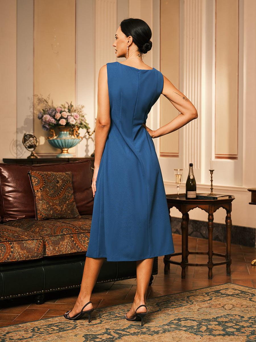 Elegant Sleeveless A-Line Midi Dress