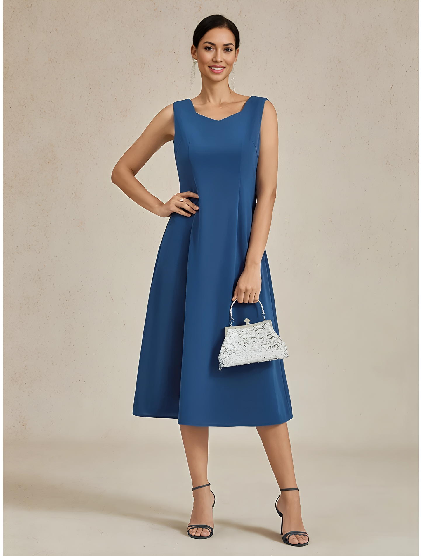 Elegant Sleeveless A-Line Midi Dress