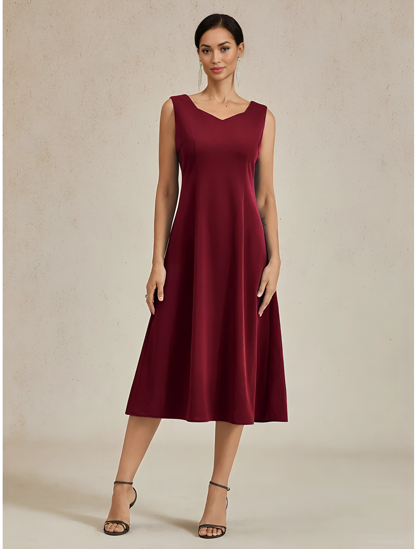 Elegant Sleeveless A-Line Midi Dress