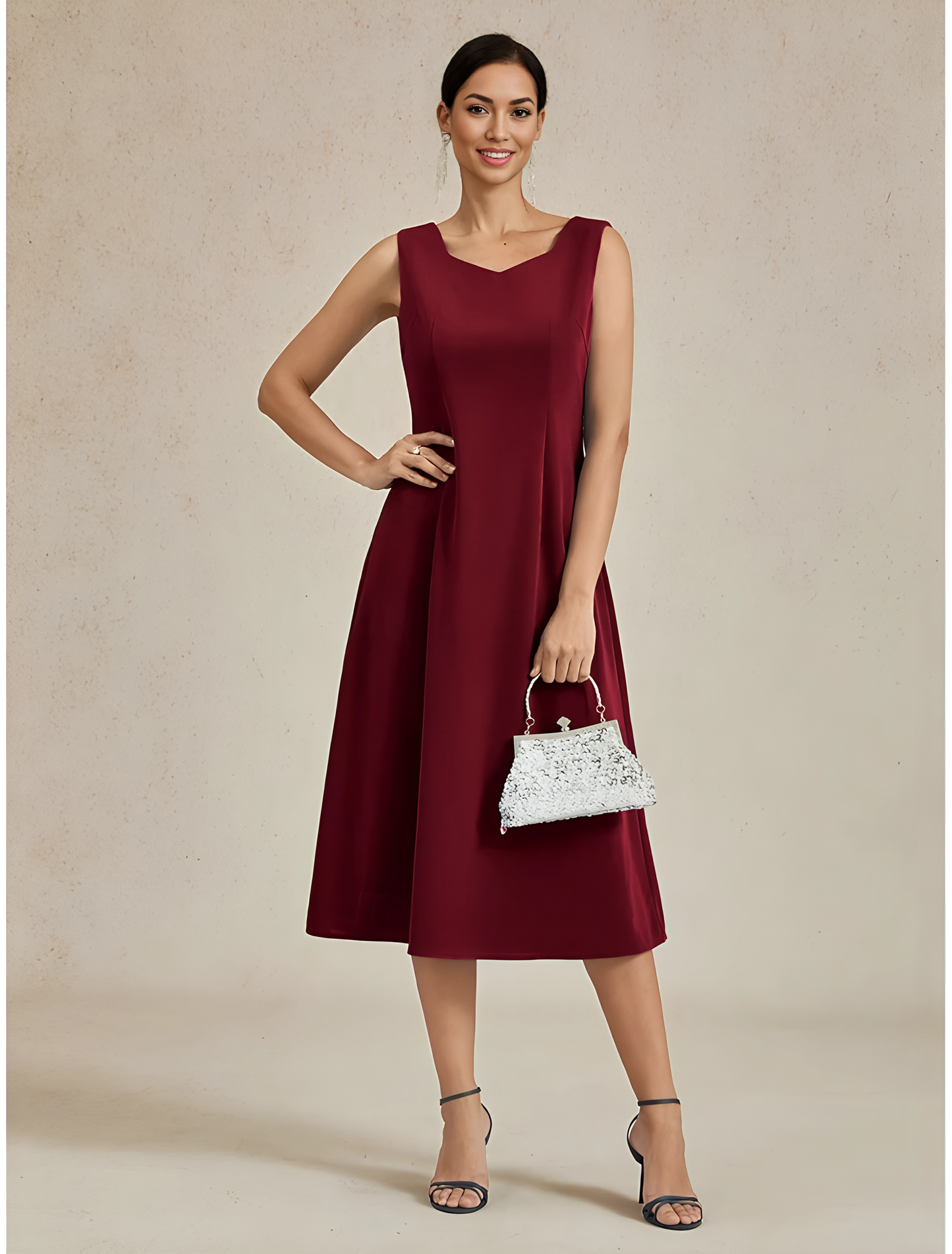 Elegant Sleeveless A-Line Midi Dress
