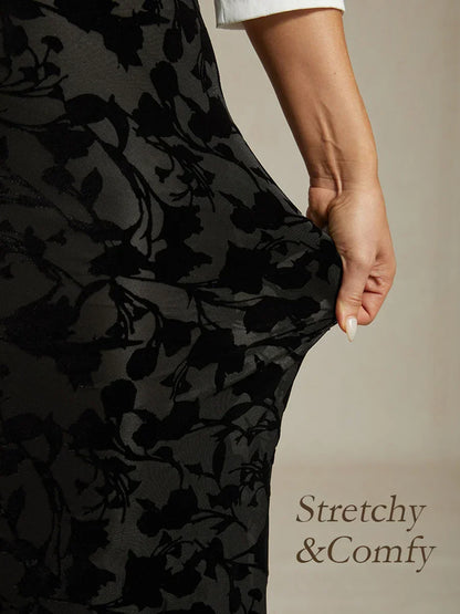 Floral Velvet Fishtail Maxi Skirt