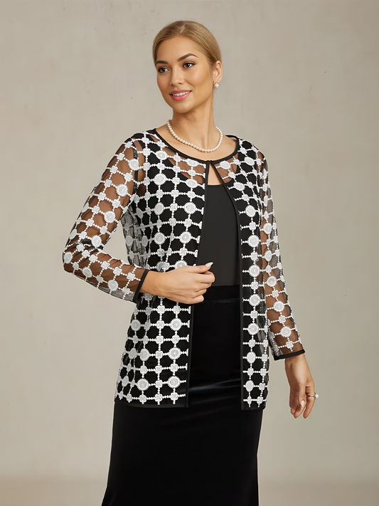 Geometric Polka Dot Embroidered Lace Jacket