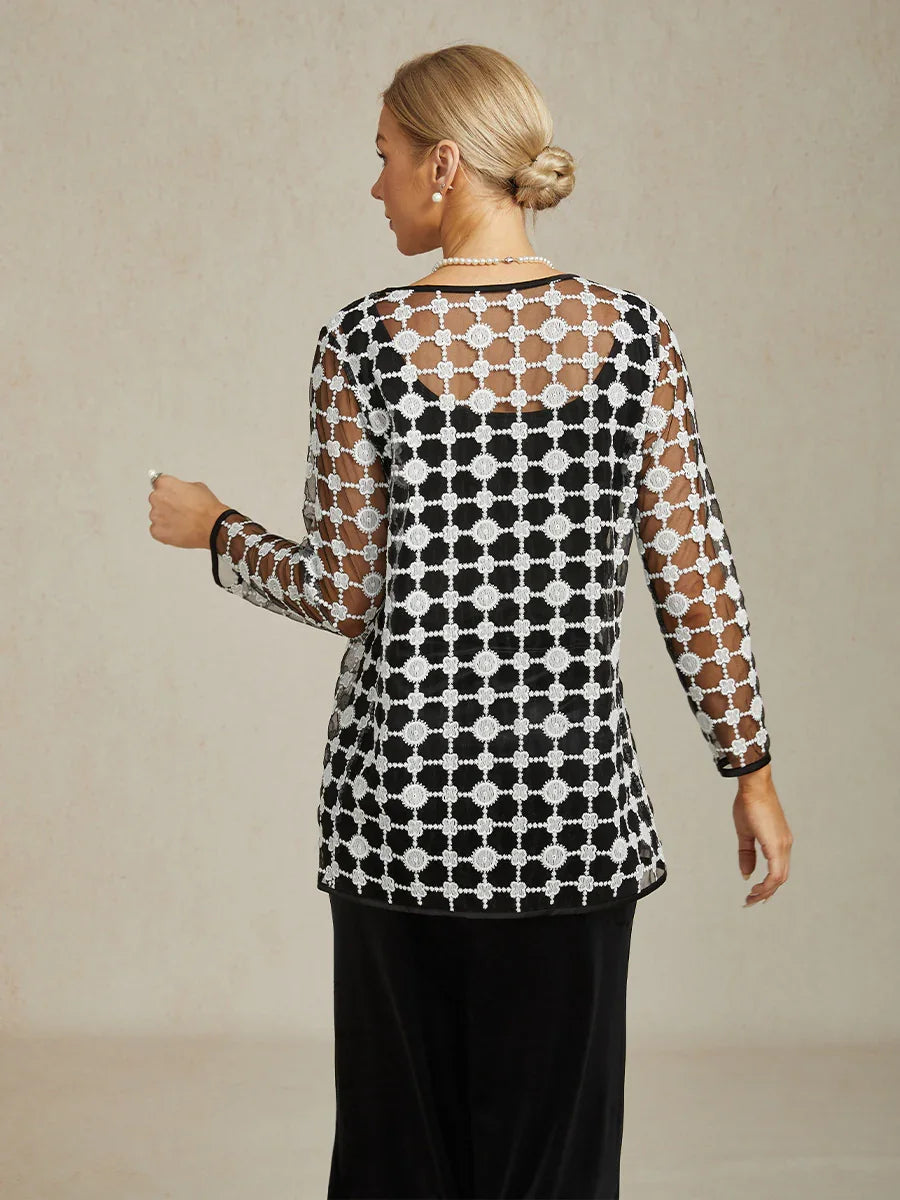 Geometric Polka Dot Embroidered Lace Jacket