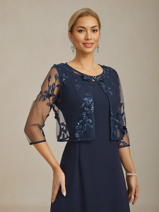 Mesh Lace Jacket with 3D Floral Embellishments