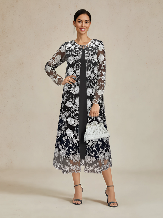 Long Floral Embroidered Lace Jacket