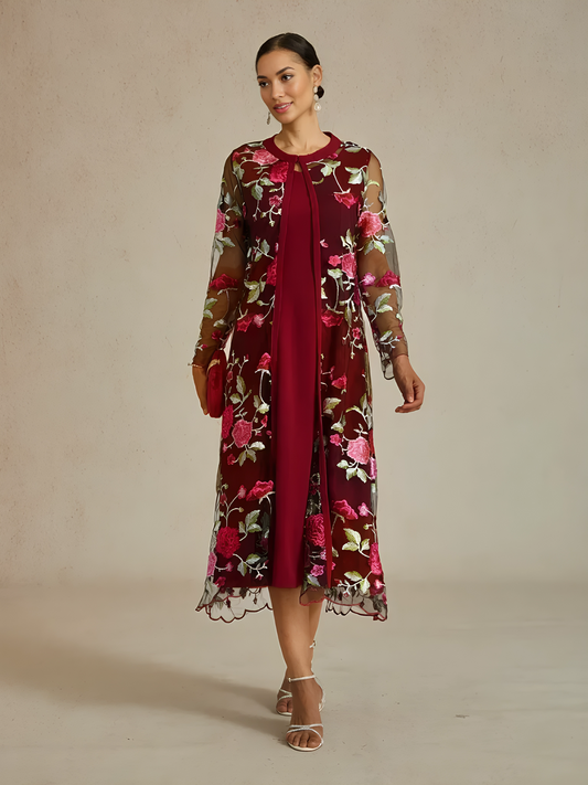 Long Floral Embroidered Lace Jacket