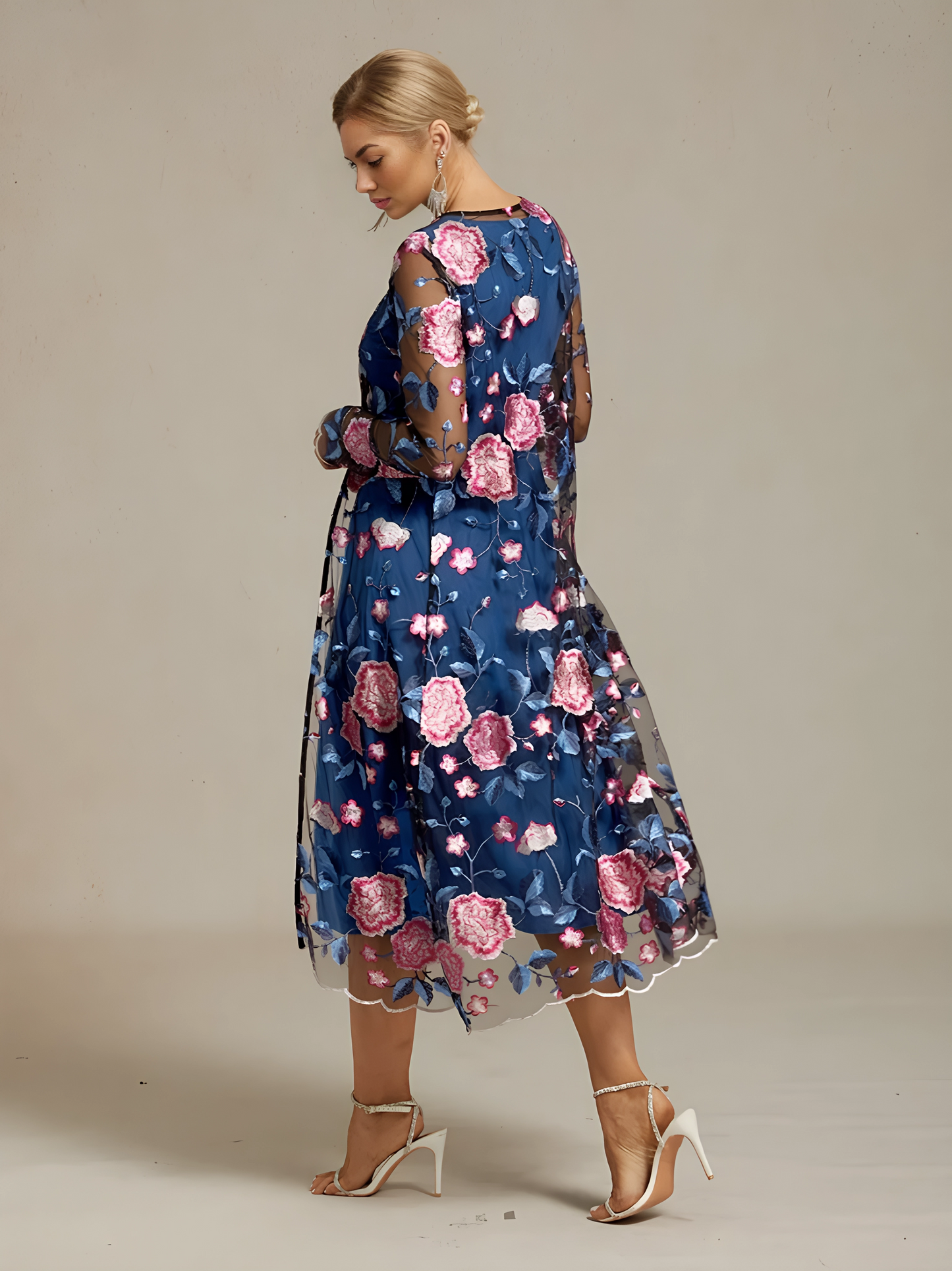 Long Floral Embroidered Lace Jacket