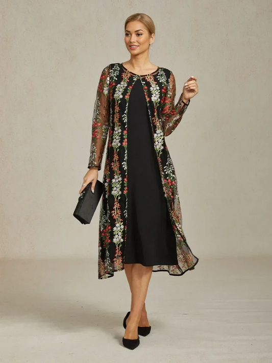 Long Floral Embroidered Lace Jacket