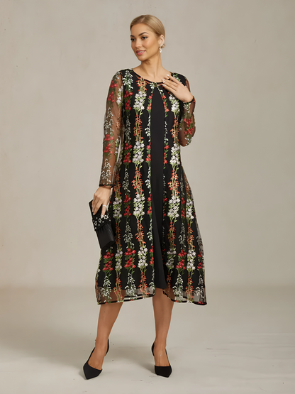 Long Floral Embroidered Lace Jacket