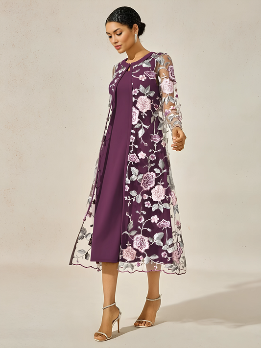 Long Floral Embroidered Lace Jacket