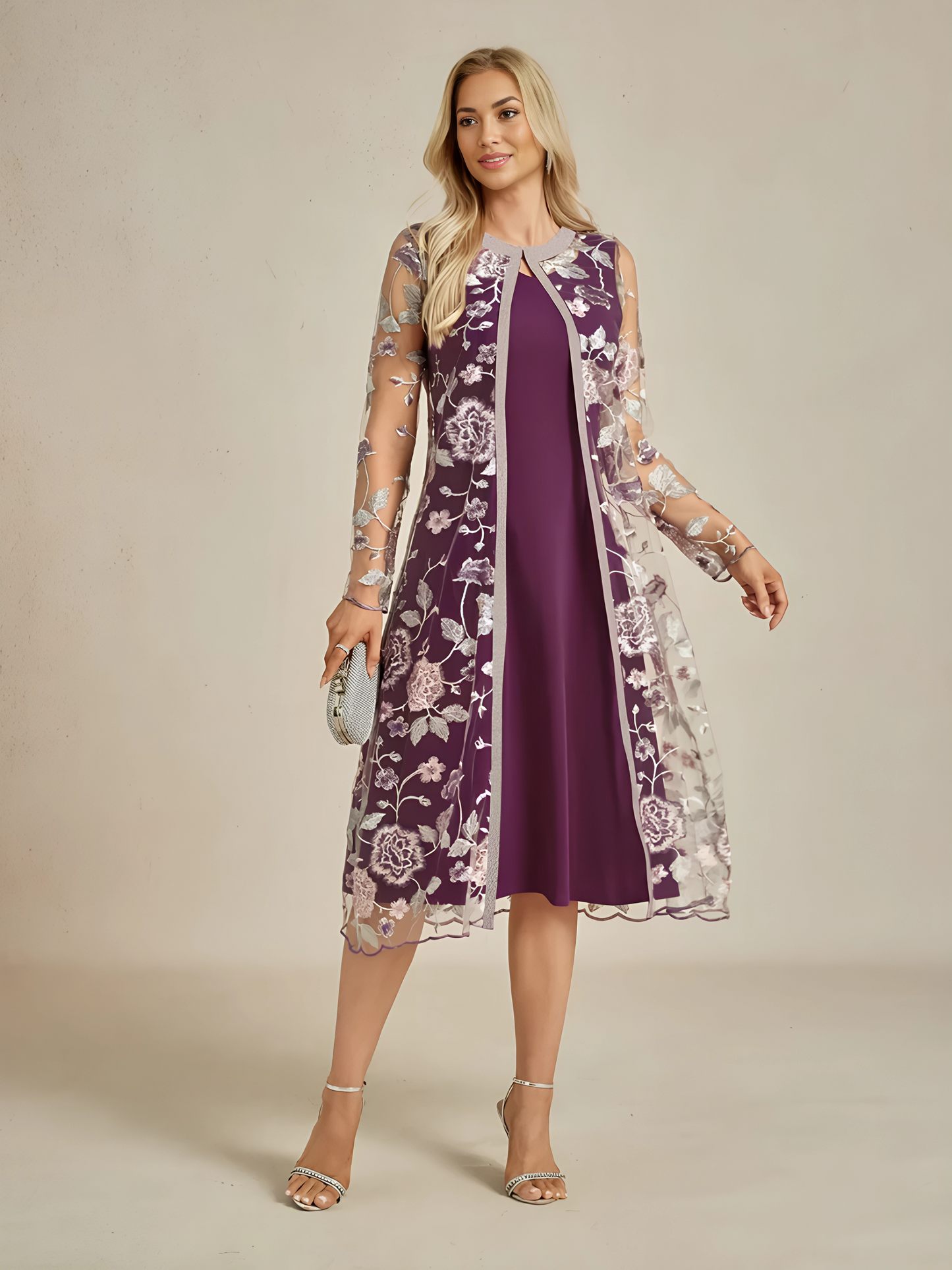 Long Floral Embroidered Lace Jacket