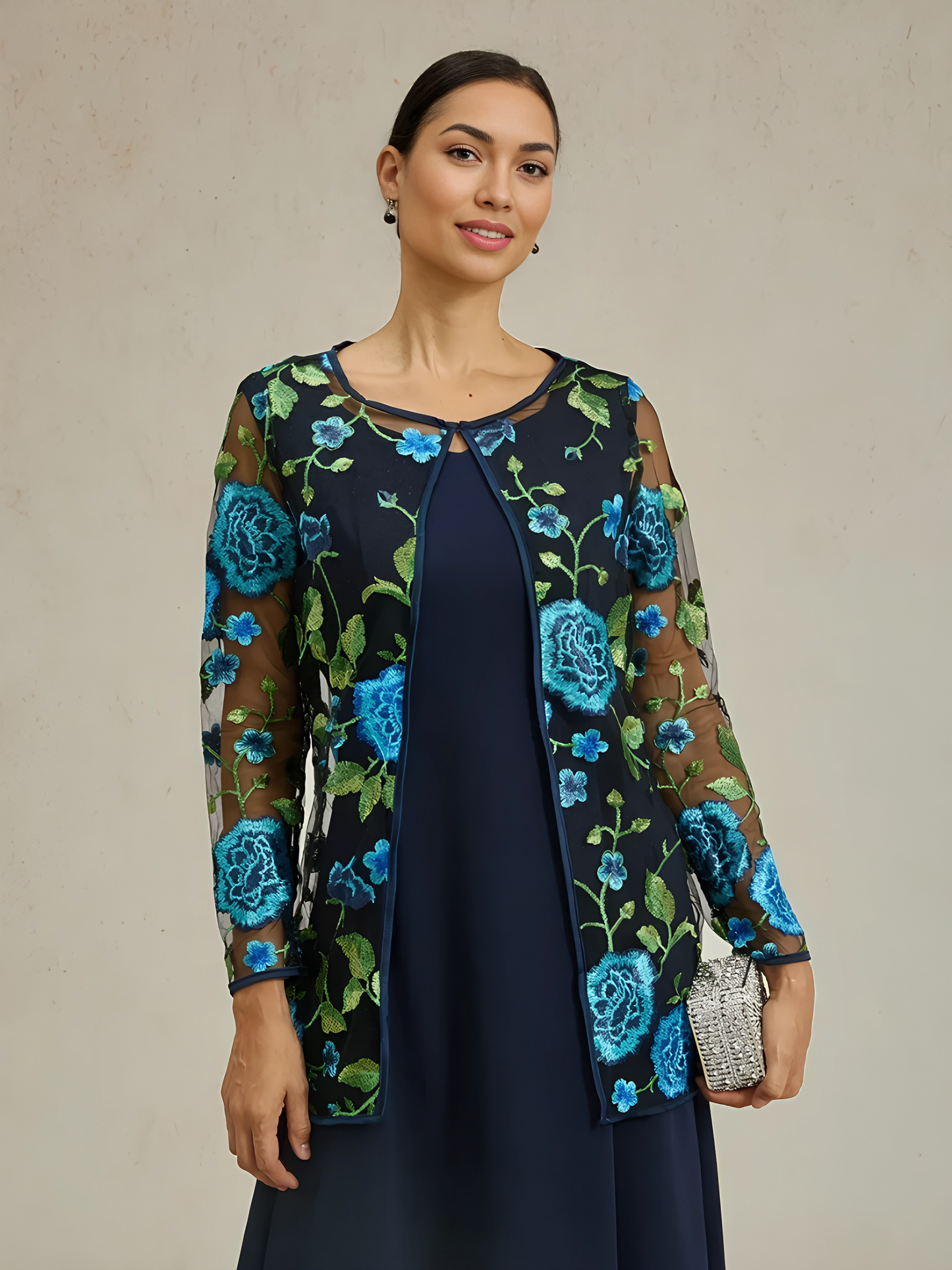 Mid-Length Floral Lace Jacket