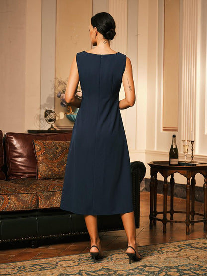 Elegant Sleeveless A-Line Midi Dress