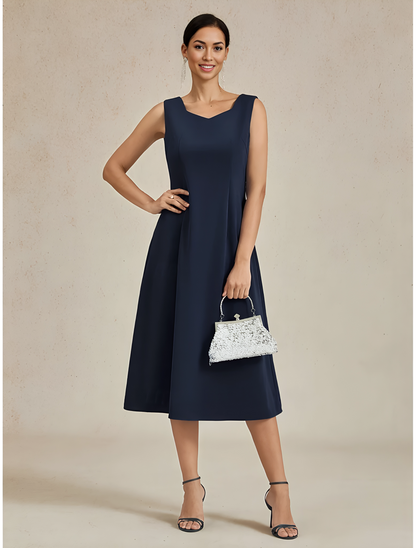 Elegant Sleeveless A-Line Midi Dress