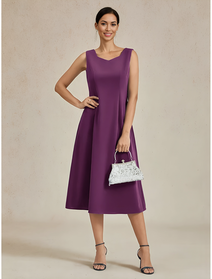 Elegant Sleeveless A-Line Midi Dress