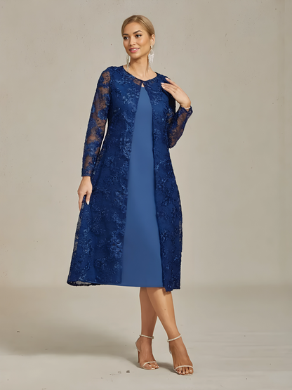Rosette Lace Long Jacket with Sequin Detail