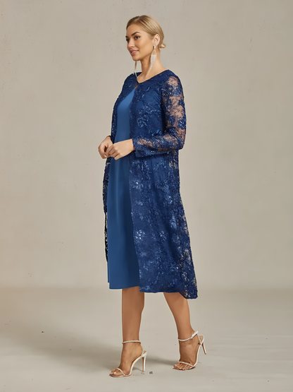Rosette Lace Long Jacket with Sequin Detail