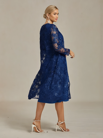 Rosette Lace Long Jacket with Sequin Detail