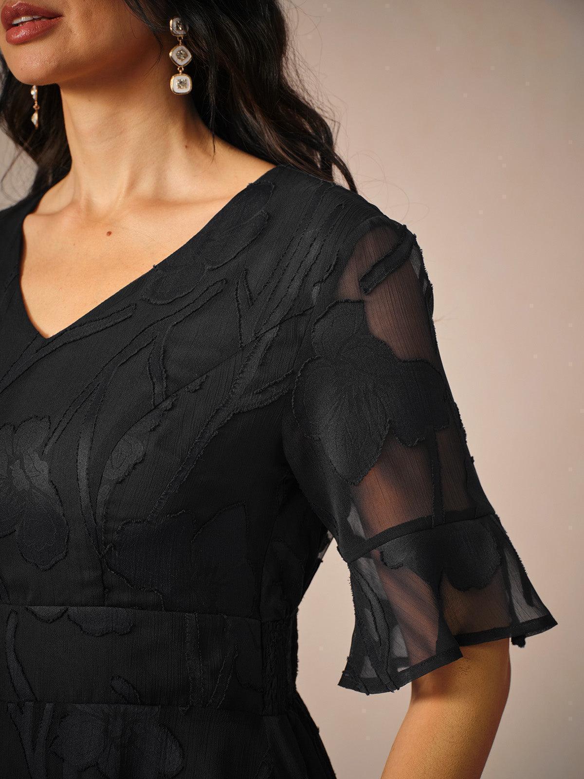 Ruffle Flutter Lace Maxi Dress