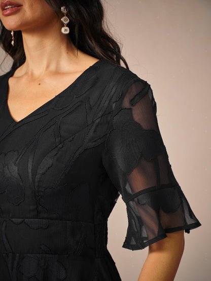 Ruffle Flutter Lace Maxi Dress