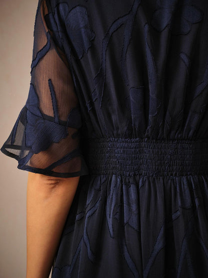 Ruffle Flutter Lace Maxi Dress