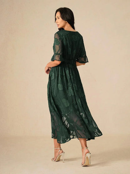 Ruffle Flutter Lace Maxi Dress