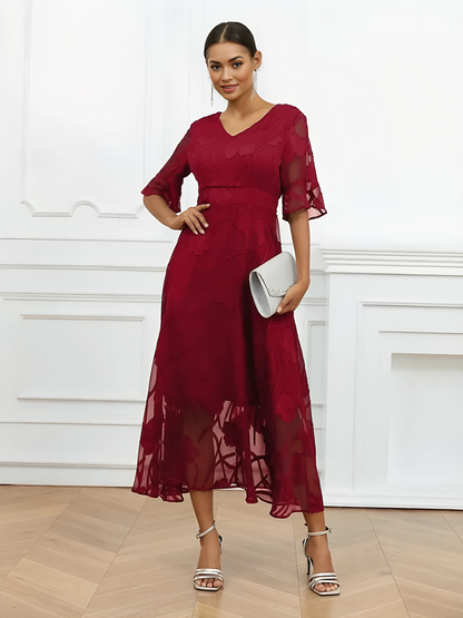 Ruffle Flutter Lace Maxi Dress