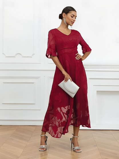 Ruffle Flutter Lace Maxi Dress