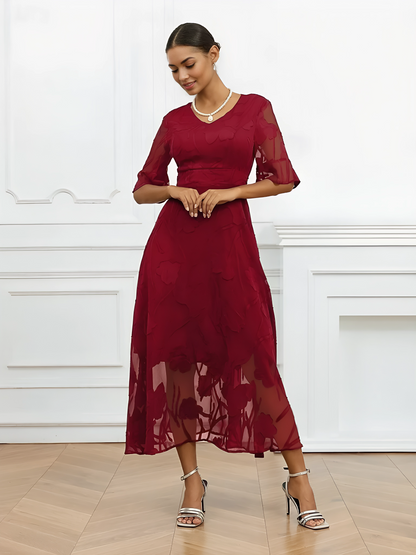 Ruffle Flutter Lace Maxi Dress