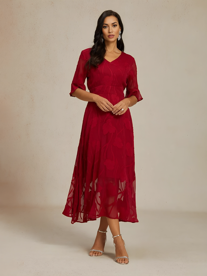 Ruffle Flutter Lace Maxi Dress